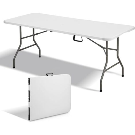 Teeno – Table pliante 180 x 74 cm – Surface en polyéthylène haute densité – Cadre en acier – 6 à 8 places – Verrou de sécurité et poignée de transport