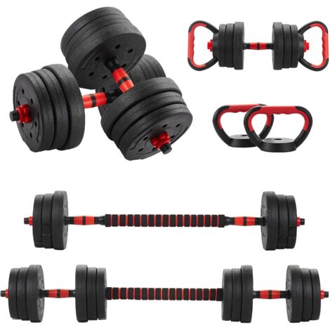 Kit Haltères Musculation 6-en-1 TEENO, 20 kg, D'haltères Réglables Haltères Courtes, Comprend des Dettlebells, Des Haltères, des Barres et Des Supports Pour Pompes, La Temise en Forme à Domicile