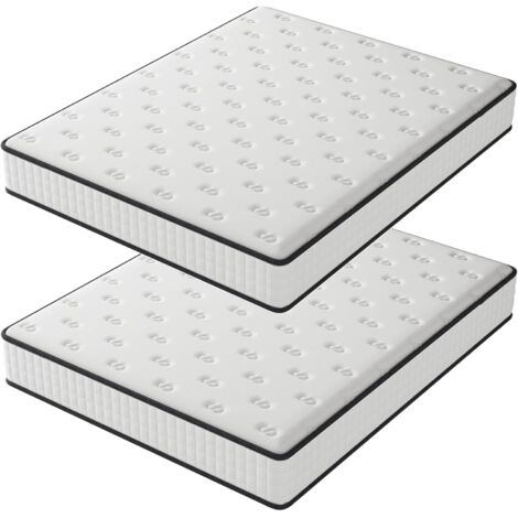 DEWINNER Matelas Lot 2 140x190cm Mousse 16 cm et Mousse A Mémoire Matelas Parfait Soutien Haute Resilience Ultra Respirante Matelas réversible à Deux Faces entièrement utilisables