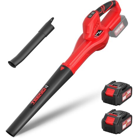 Souffleur de Feuilles TEENO sans Fil 21V, 6 Vitesses Réglables (210 km/h), 2 Batteries 4Ah + Chargeur, Tube & Bec Réglables - Pro & Jardin, Compatible avec Les Batteries Makita