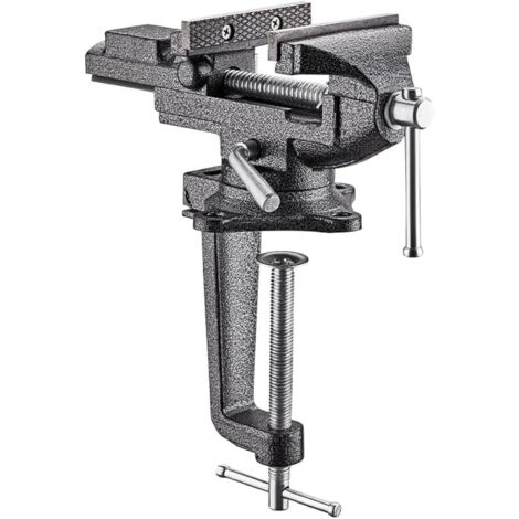 Largeur de Mâchoire 85mm Étaux d'Établi, TEENO Étau avec Base Pivotante à 360 Degrés, Matériau en acier moulé，Puissance De Serrage 800Kg，Il est détachable et à double usage（85mm) - Noir