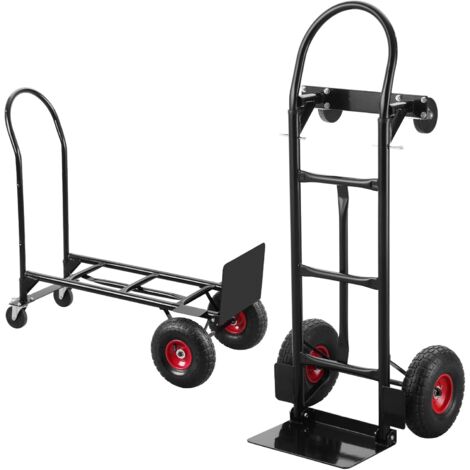 Teeno – Chariot pliable 2 en 1 – Capacité 350 kg – Chariot à plateforme en métal – Roues en caoutchouc pour sols variés – Montage rapide sans outil
