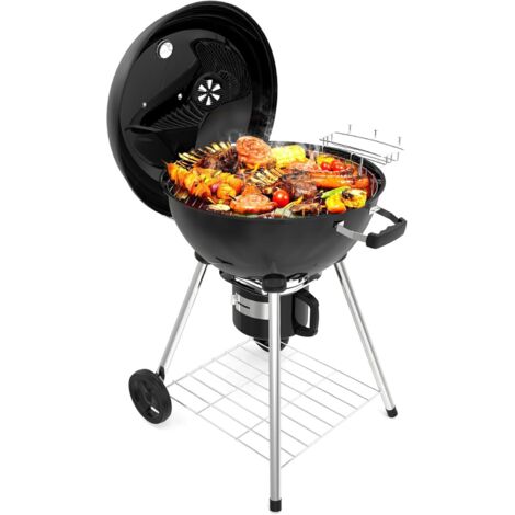 Teeno – Barbecue à charbon portable 57 cm – Couvercle, tiroir à cendres, évent réglable – Cuisson uniforme, gril de 53,5 cm, hauteur 105,5 cm