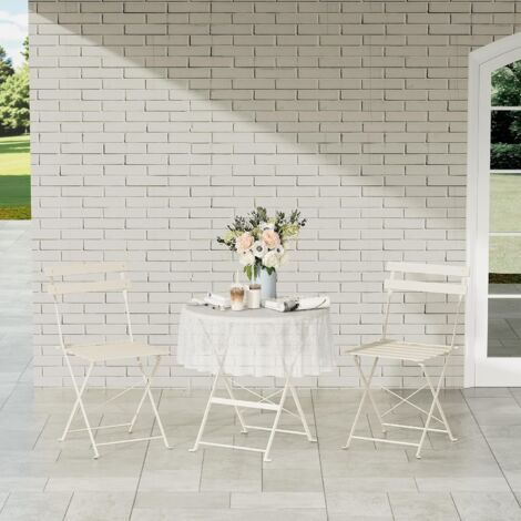 Dewinner – Ensemble table et chaises de jardin pliant 3 pièces – 1 table ronde 90x90cm – 2 chaises légères avec nappe imperméable – Pour balcon et extérieur (1/5)