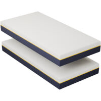 Dewinner – Matelas en mousse à mémoire de forme 90x190 cm – Lot de 2 – Hauteur 21 cm – Fermeté moyenne – Housse amovible et lavable – Anti-humidité