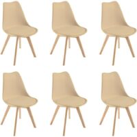 Dewinner – Chaises de salle à manger scandinaves kaki – Lot de 6 – Assise rembourrée en hêtre massif – Dossier ergonomique – Dimensions 45x43x86 cm