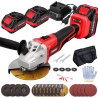 Teeno – Meuleuse d'angle sans fil 21V – Moteur Brushless 1000W – 9100 RPM – 2 batteries 4.0Ah – Disque Ø 125mm pour métaux et béton