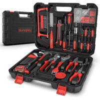 Sundpey Boîte à Outils Complète 148 Pièces - Kit D'outils Complet - Malette à Outils Idéal pour Maintenance Quotidienne à la Maison ou au Garage, Rouge