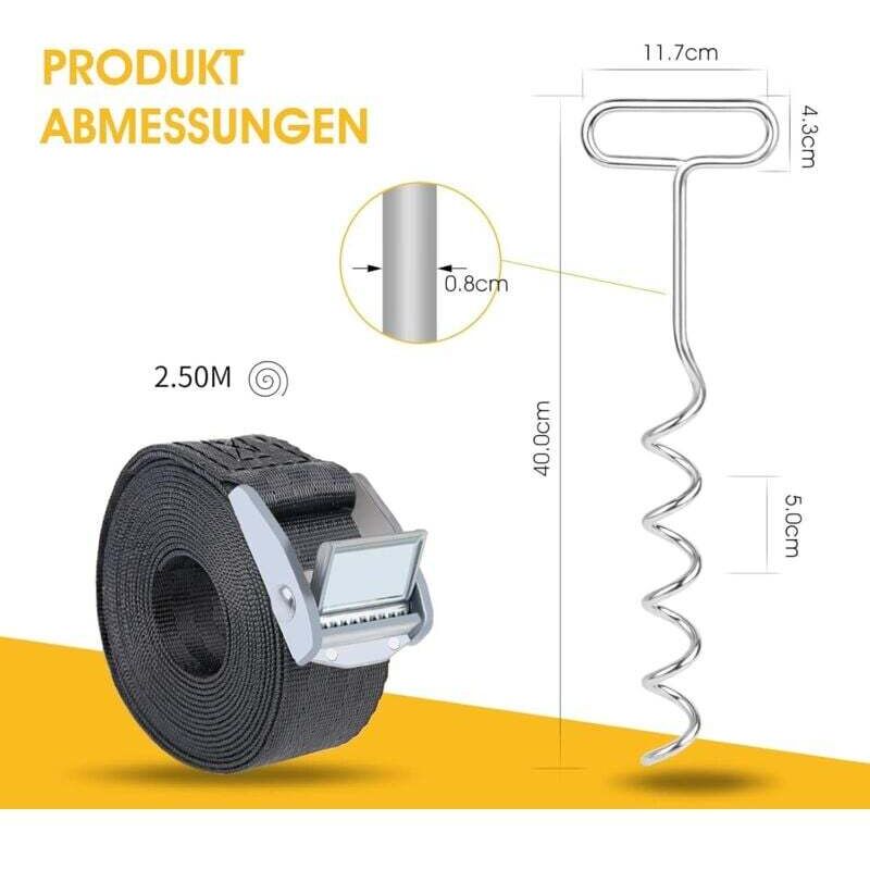 Kit D'Ancrage Au Sol 4 Pièces Pour Trampoline Et Balançoire - Chevilles Spirale Premium