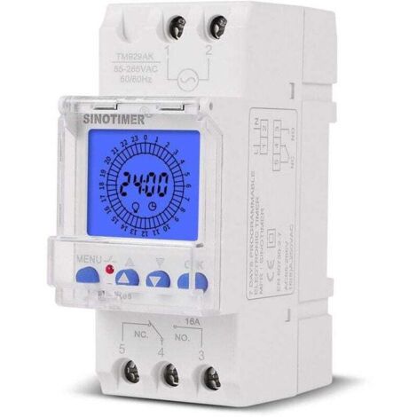 Affichage LCD numérique 24 heures Horloge électronique 85-265 V Heures sur rail Din Commutateur de minuterie analogique intelligent programmable avec intervalle de 15 minutes - 30A