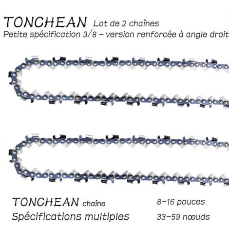 Guide et chaîne pour tronçonneuse,Lot de 2 chaînes 57 maillons pour tronçonneuse guide 40cm (16pouces)——Segment à angle droit électrolytique (1/5)