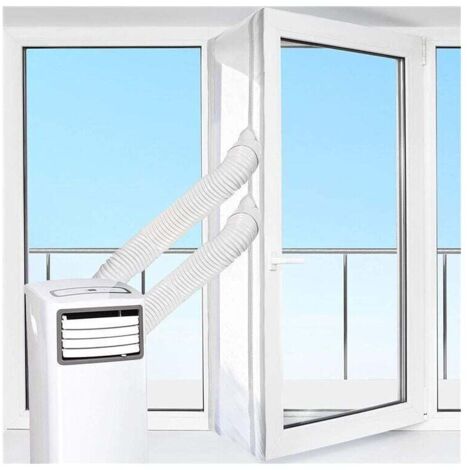 Kit Calfeutrage Climatiseur Mobile Porte Fenetre 300cm, pour Climatiseurs, Sèche-linge et Déshumidificateurs Tuyau évacuation Calfeutrage Fermeture éclair, Facile a Installer