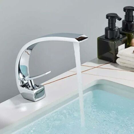 Robinet de lavabo robinet de salle de bain évier mitigeur de salle de bain courbé (1/5)