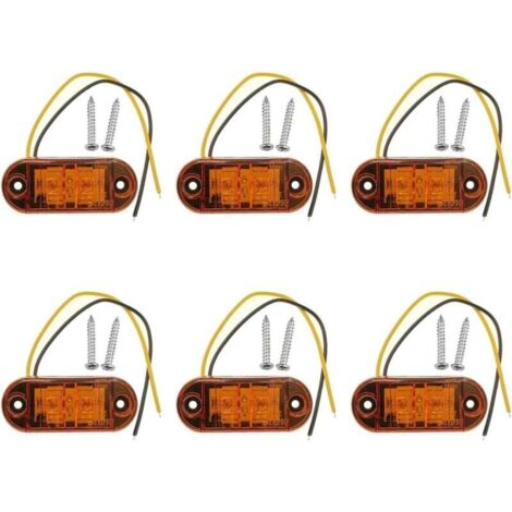 6 x feux de position latéraux à LED orange 12V 24V, feux de position avant, feux de position latéraux, feux de position latéraux à LED pour voiture, remorque, camping-car, caravane, moto, moteur, etc (1/5)