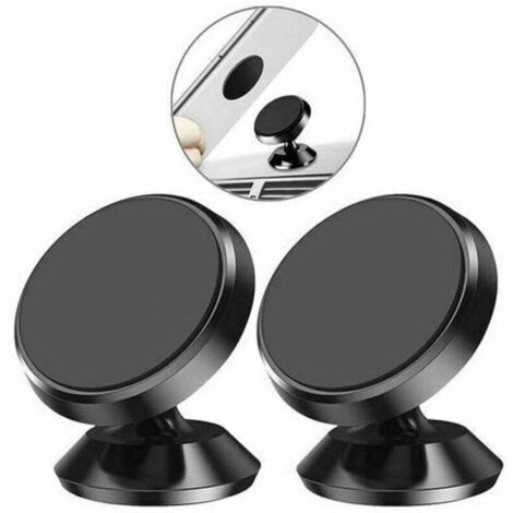 Support Telephone Voiture, [Lot de 2] ivoler porte Téléphone Voiture Universel 360° Rotation, Magnetique portable Aimant Adhésif pour Smartphone, Compatible pour Phones ou appareils GPS-Noir (1/5)