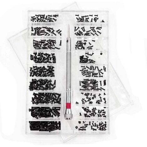 500 pcs Kit de Vis de Réparation Minuscule Micro, Avec Tournevis, Kit d'Assortiment de Petites Vis en Acier Inoxydable, 18 Tailles, pour Lunettes, Ordinateur Portable (1/5)