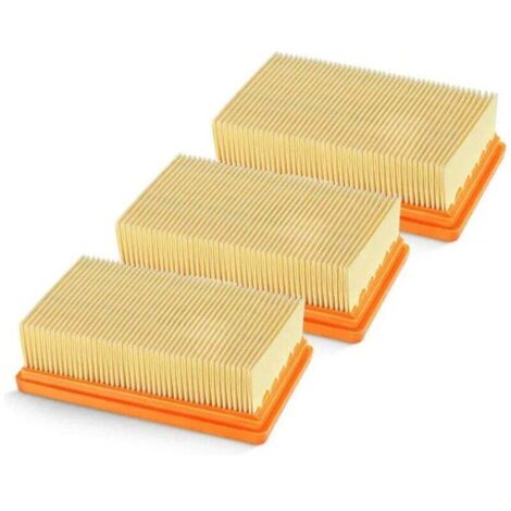 Lot de 3 remplacement plat plissés Filtre Karcher MV4 MV5 MV6 WD4 WD5 WD6, WD4P WD5P WD6P Aspirateur Wet-Dry - remplace 2,863-005 (1/4)