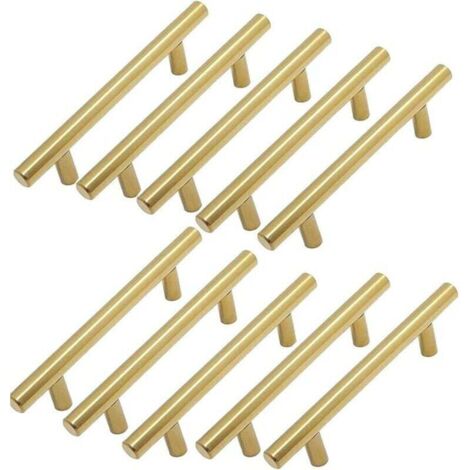10Pcs Poignée Meuble Poignée d'armoire de cuisine poignée de placard en or 128 mm poignée de porte de cuisine en laiton tiroir poignées