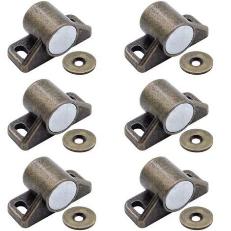 Lot de 6 loqueteaux de porte aimantés , fermeture magnétique (rond, bronze) (1/5)