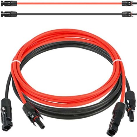 Câble d'extension des Deux côtés connecteur Solaire câble Solaire Rouge/Noir 2.5 mm² - avec fiche - Longueur : 2 x 3 m