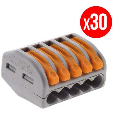 Pack de 30 bornes de connexion rapide a levier 5 entrées fil souple et rigide - S222 - 5 x 0,08-4 mm² (1/5)