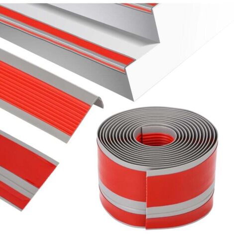 2M Nez de Marche Profilé de Marches d'Escalier Autoadhésif Cornière d'Escalier Angles Antidérapant Escaliers Vinyle Bordure d'Escalier Caoutchouc PVC( 20 x 4 cm, Gris)