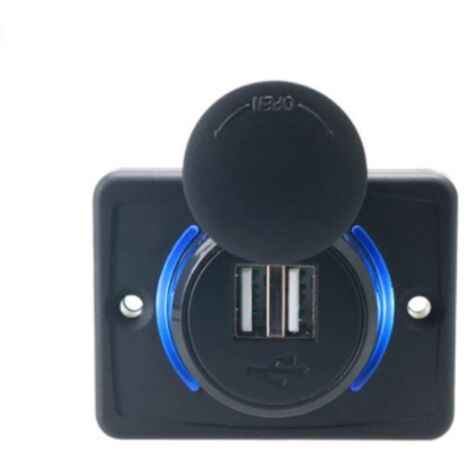 Prise USB Voiture 12V Encastrable, Chargeur USB Voiture, Double Prise USB de Chargeur Adaptateur 2 Ports, USB 3.1A 12V LED Panneau de Chargement étanche pour Camping Car Bateau Marine