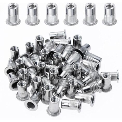 200 Pièces Rivet Ecrou M3, Écrous à Rivets en Acier Inox, Assortiment M3 Ecrou Insert Filetés Tête Plate pour Métal Plastique (7 mm x 9 mm) (1/5)