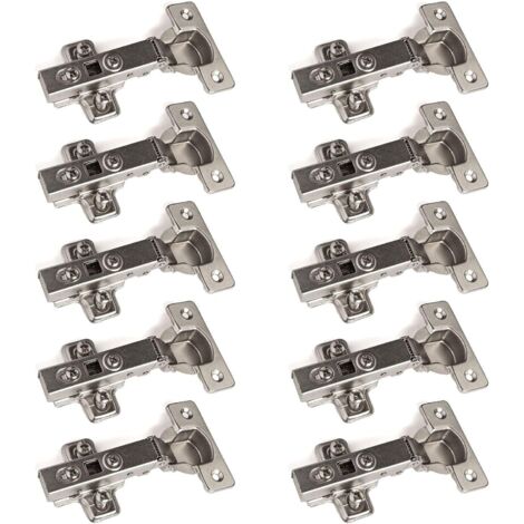 10 x Charnières à boisseau butée d'angle avec amortisseur + plaque en croix charnières charnières à boisseau