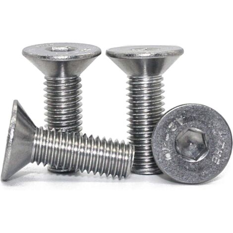 Vis à tête fraisée avec six pans creux (ISK) - M6 x 16 - (25 pièces)  - Filetage complet - Vis à tête fraisée - Matériau : acier inoxydable A2 V2A