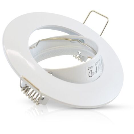 Spot Encastrable GU10 Set, Cadres de Montage en Blanc Pour Spot Encastrable 68mm Avec Douille GU-10 Pour Lampes, Orientable 30°, AC 230V, Douilles en céramique GU10 lot de 10 [Classe énergétique F] (1/4)