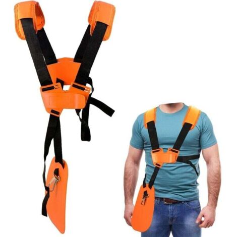 Tondeuse à Bandoulière-Tondeuse à Harnais Double épaule avec Ceinture de Nylon Durable Adjuestable pour Débroussailleuse ou Gardenning (pour STIHL FS,Taille-Bordures série km) Orange (1/4)