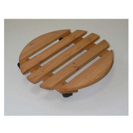 Chariot pour Plantes Ø 350 mm – Charge maximale 60 kg – Plaque en pin – Naturel – Roues TPE avec 4 blocages/Rouleau d'intérieur/Aide au Transport des Plantes (1/2)
