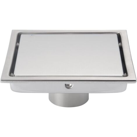 Bonde de douche carrée, 15,2 cm, nickel brossé, avec grille amovible, insert carrelé dissimulé, acier inoxydable SUS304 (1/4)
