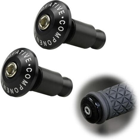 2 Pcs Embouts de Guidon de Moto, CNC Aluminium pour Universel 22mm 7/8" Guidon, Poignée Extrémités Coulissantes Bouchon, Protection et Style pour Course, VTT et Tout-Terrain, Noir (1/5)