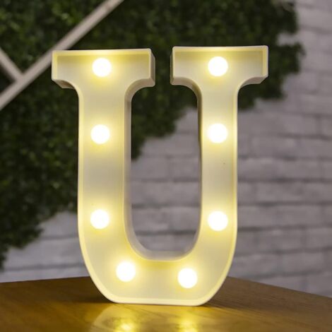 Lettre Allume la Forme de Symbole de LED, Lampes de Table de chapiteau en Plastique d'alphabet, fête de Mariage d'anniversaire Tous Les Jours à la Maison tenture Murale Decor-U (1/5)