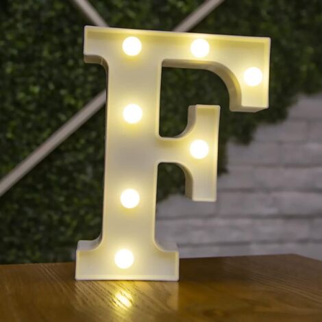 Lettre Allume la Forme de Symbole de LED, Lampes de Table de chapiteau en Plastique d'alphabet, fête de Mariage d'anniversaire Tous Les Jours à la Maison tenture Murale Decor-F (1/5)