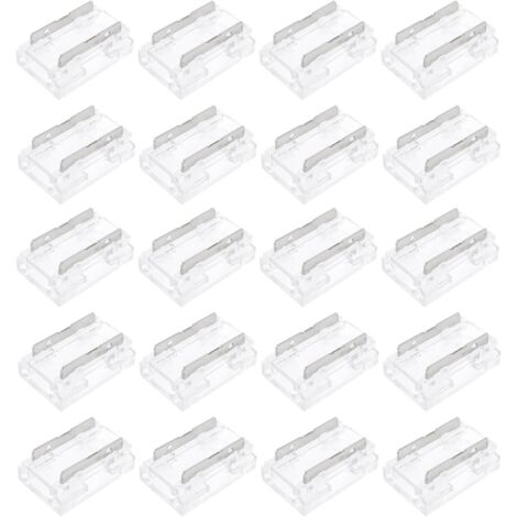 Lot de 20 Raccords LED COB 2 Broches pour Bandes Lumineuses 10 Mm-9 en 1, sans Zone Sombre, Adaptés aux IP20 COB/SMD (1/5)