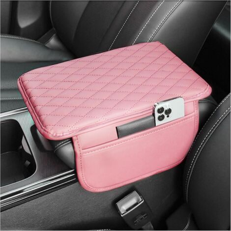 Coussin Accoudoir Voiture Amélioré,Coussin d‘Accoudoir Voiture Universel avec Deux Poches,Accessoire Voiture Interieur Confort pour la Plupart des Voitures,Camions et SUV (Rose) (1/5)