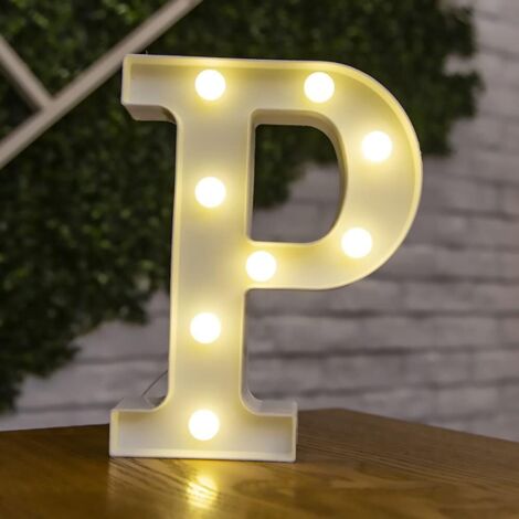 Lettre Allume la Forme de Symbole de LED, Lampes de Table de chapiteau en Plastique d'alphabet, fête de Mariage d'anniversaire Tous Les Jours à la Maison tenture Murale Decor-P (1/5)