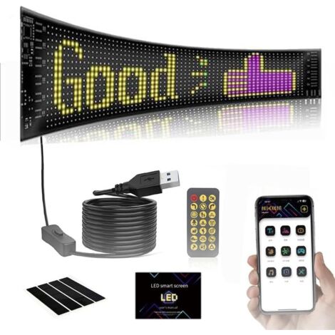 Panneau Affichage Led,Feu De Croisement Pour Voitures Et Camions,Écran Flexible À Défilement Led Programmable,Avec Contrôle D'Application Et Télécommande,Panneaux Lumineux Pour Voitures Et Camions (1/5)