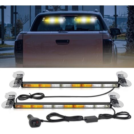 Barre Lumineuse Gyrophare LED Stroboscopique 96W - 16 Modes Pour Voiture 12V/24V, Avertissement Panne