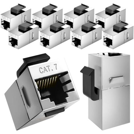 Quevati Lot De 10 Modules De Coupleur Rj45 10 Gbps Cat7 Keystone Pour Rallonge De Câble Ethernet, Femelle Vers Femelle, Coupleur Réseau Ethernet, Réduction Des Interférences Emi/Rfi