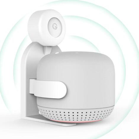 Jgl01 Compatible With Google Nest Wifi Router + Point Holder Wall Mount Stand Accessory With Integrated Cable Management No Screws Required Speaker Accessories Rack (White) (1/5)