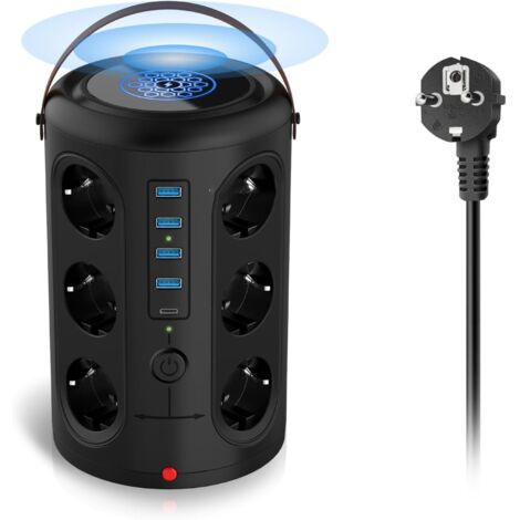 Socket With Usb Berker Socket Type C (125 V / 10 A / 2100W),Cubic Socket(Not Included Wireless Charging ), Multi-Functional Smart Plug, Corded Plug Board(12 Ac+4 Usb+Type C,Black) Eu-Size (1/5)