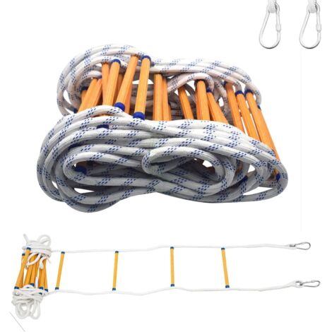 Echelle De Corde,12M Échelle De Sécurité Difficilement Inflammable Avec Mousquetons,Convient Aux Maisons De 3 À 6 Étages,Aux Balcons Et Aux Rampes,Avec Une Capacité De Charge Allant Jusqu'À 200 Kg (1/5)