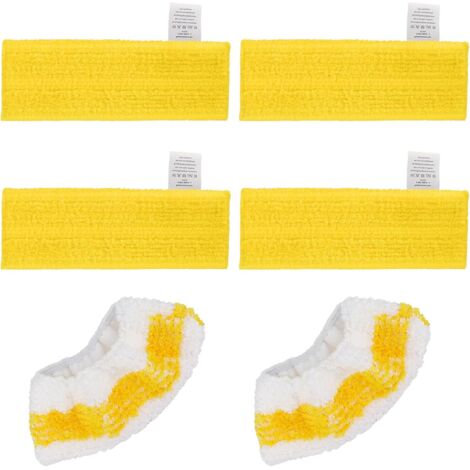 GreeSuit Lot de 6 Chiffons de Rechange en Microfibre Compatible avec Karcher Easyfix SC 1, SC 2, SC 3, SC 4, SC 5 Nettoyeurs Vapeur, 4 lingettes et 2 bonnette (1/5)