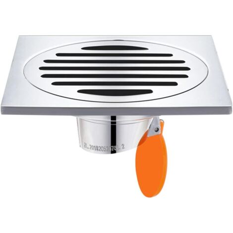 Drain de Douche Carré en Acier Inoxydable Drain de Plancher Anti-Odeur pour Salle de Bain, Carré 100mm, Argent (1/5)