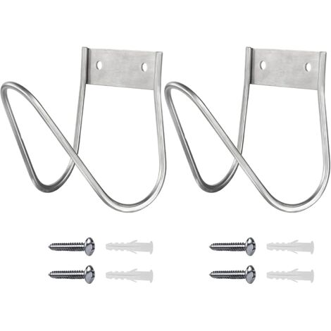 Lot de 2 supports muraux pour tuyau d'arrosage, petit support mural en acier inoxydable, organisateur de tuyau avec vis, support de tuyau, montage mural, crochets, support de tuyau d'arrosage pour la (1/5)