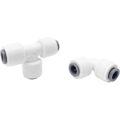 1/4" Tube D'osmose Inverse Water Filter Fittings, Refrigerateur Tuyau Connecteur Rapide(T Type+L Type), Raccords de Tuyaux pour Purificateurs D'eau et Réfrigérateurs-1Ensemble (1/5)